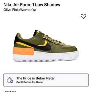 Nike Air Force 1 Low Shadow Olive Flak Women’s Size 7